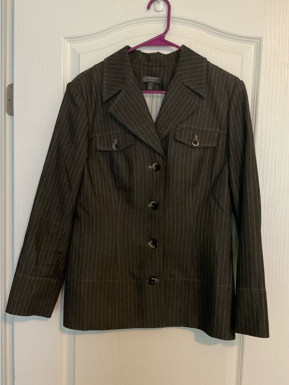 Classiques Entier Brown Pinstripe Blazer Jacket